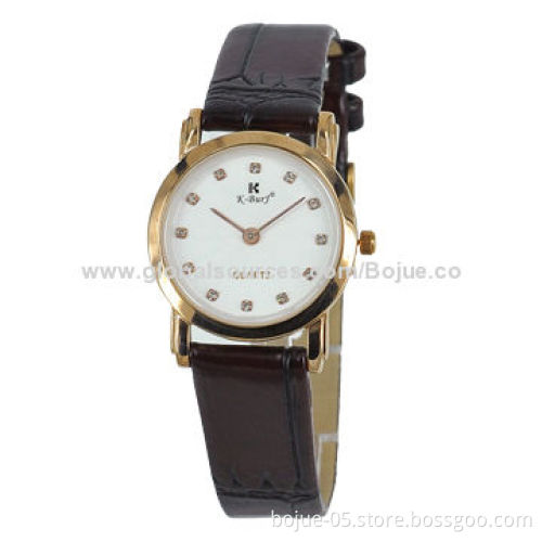 Women's Stainless Steel Watch, Slim Case, Gold Color